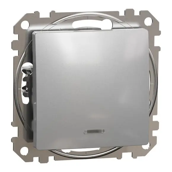 Sedna D/E - Spínač jednopólový řazení 1So orientační kontrolka, Aluminium Must-Have