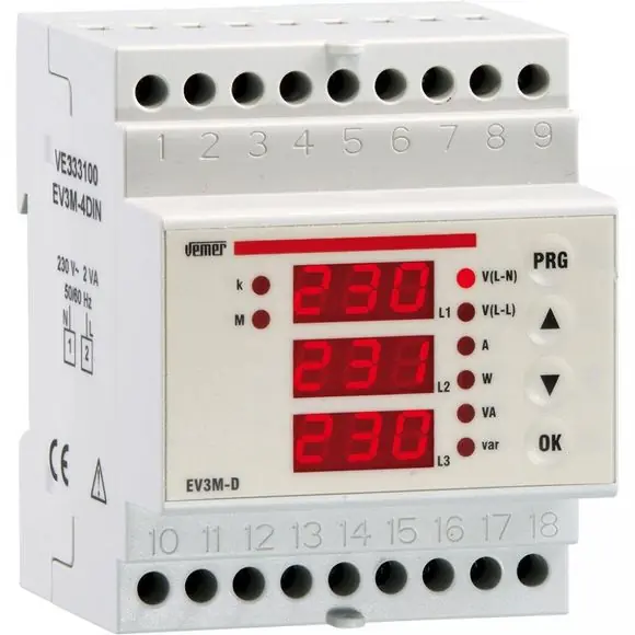 Akční Cena EV3M-D VEMER 3f multif.př._U=max.615V/I=6A(x/5A_max.10000/5A)/W/VA/var 3xLCD 4MOD DIN