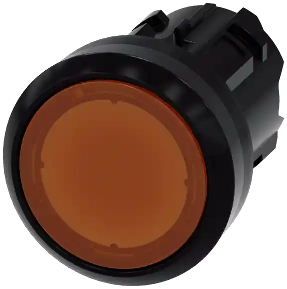 Finální Výprodej tlačítko, osvětlené, 22 mm, kulaté, plast, amber, stiskací knoflík