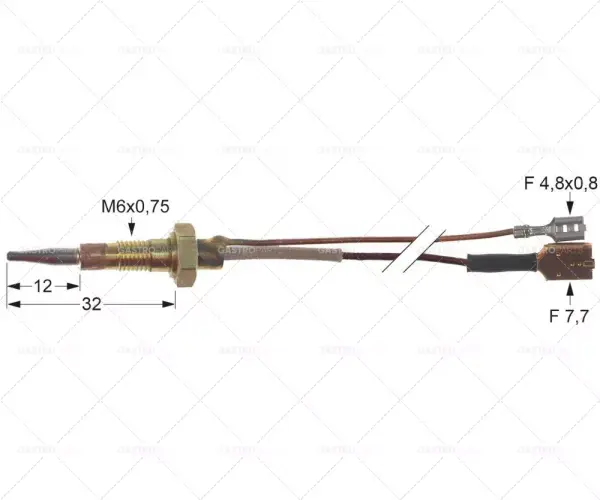 Nejlepší Volba Termočlánek L 750 mm M6x0,75 F 7,7 mm F 4,8x0,8mm