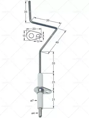 délka příruby zapalovací elektrody 23mm šířka příruby 15mm D1 ø 7mm L1 33mm L2 49mm L3 33mm Expresní Doručení