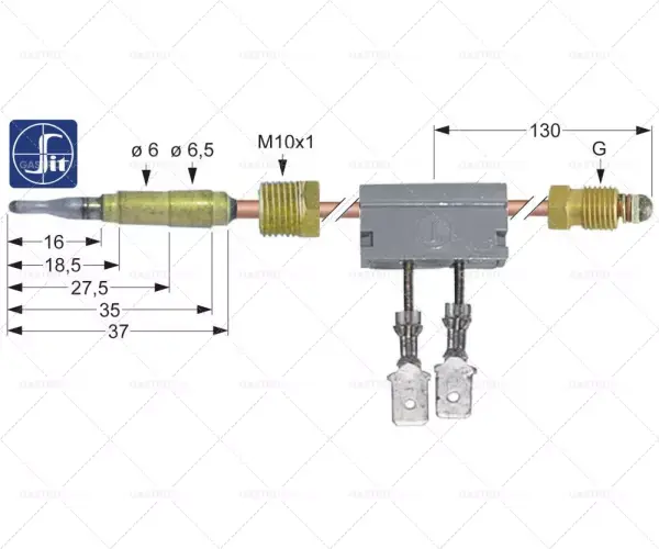 Hit Sezóny termoelektrické články přerušovač M9x1 L 600 mm M10x1 F 6,3mm