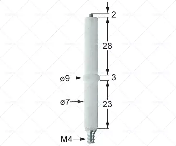 Zapalovací elektroda D1 D2 o 7 mm 9 mm o spojení M4 L1 2 mm KL1 KL2 28 mm 3 mm 23 mm KL3 pro upínání Vrácení Zdarma