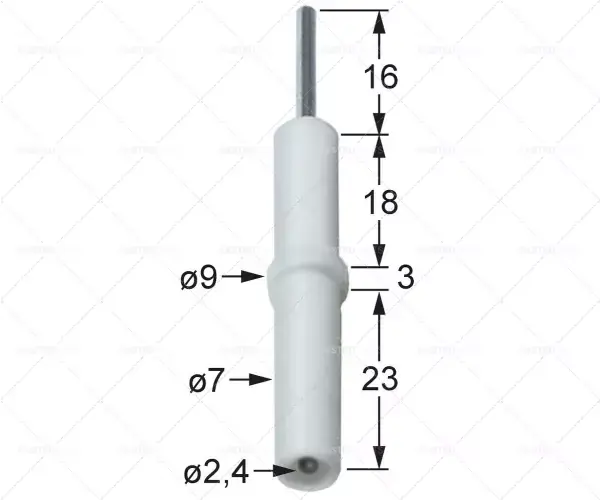 svíčka zapalovací D1 D2 o 7mm 9mm o 16mm L1 18mm KL1 KL2 KL3 3mm 23mm pro upnutí Připojení Ø 2,4mm Akční Cena