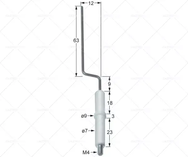 zapalovací elektroda D1 ø 7 mm D2 ø 9 mm připojení M4 L1 9 mm L2 12 mm L3 62 mm BL1 18 mm BL2 3 mm BL3 23 mm Super Cena