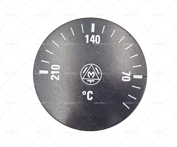 knoflík termostat T.MAX. 210 ° C 40-210 ° C pr. 42mm nápravy 6x4,6mm zploštění -135 ° černé Sleva
