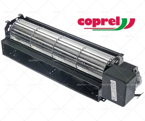 Značkový příčný ventilátor COPREL FFR válec ø 60 mm délka válce 300 mm tloušťka laminovaného jádra 30 mm