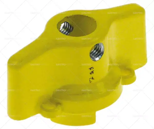 motýlková rukojeť pro plynový kulový ventil žlutý kov D 45 mm Š 24 mm V 20,5 mm odběr 5x8 Nová Kolekce