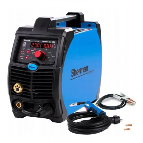 Svářecí invertor DIGIMIG 225 GDS synergi MIG/MMA/TIG + kabely + hořák + ventil + láhev CO2 plná Autentický