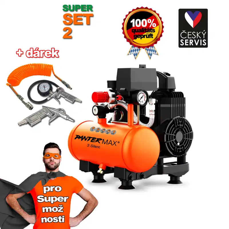 Omezená Nabídka PANTERMAX AirFlow 3 SILENT tichý kompresor SET2