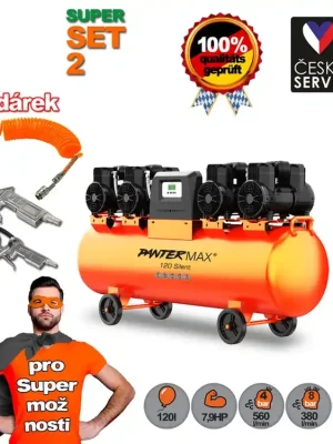 Výprodej PANTERMAX® Super tichý bezolejový kompresor AirFlow® 120 SILENT SET2