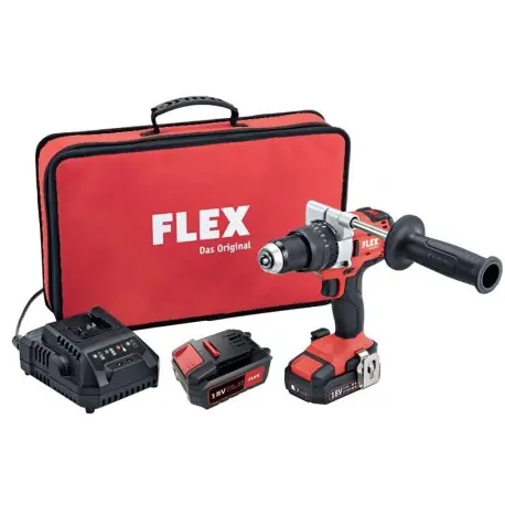 Finální Výprodej Aku-vrtačka s příklepem FLEX 18,0 V + 2x 5.0 Ah + Látkový kufr