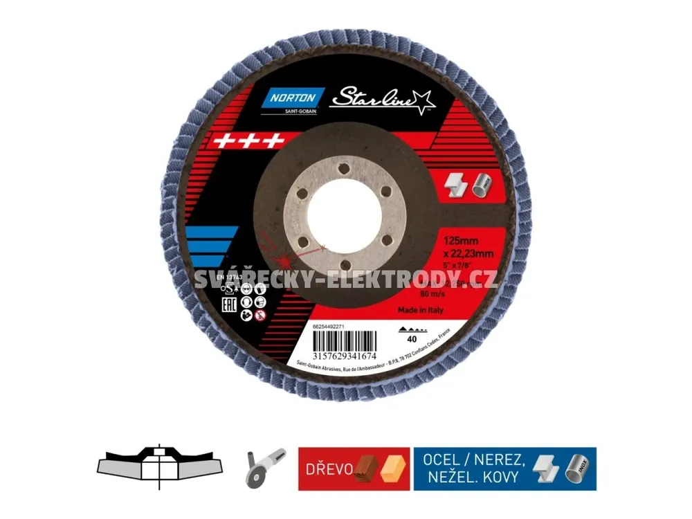 Lamelový kotouč NORTON Starline 125 x 22,23 mm - zrno 60 Jen Po Omezenou Doba