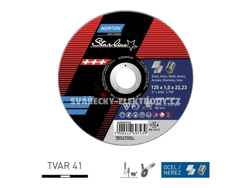 Originální Řezný kotouč NORTON Starline 125 x 1,6 x 22,23 mm