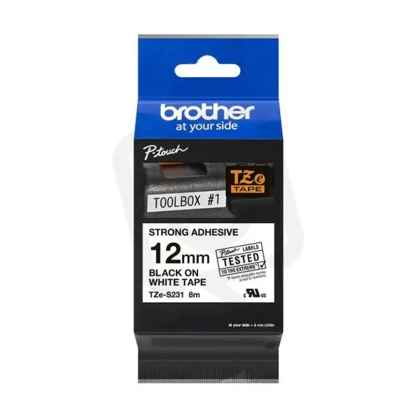 Páska BROTHER TZe-S231 bílá/černá (12mm, laminované, extr. adhez.) Nakupujte Hned