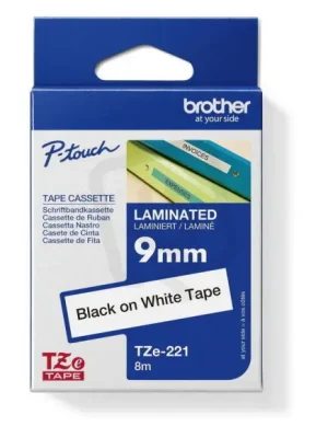 Koupit Online Páska BROTHER TZe-221, bílá/černá (9mm, laminované)