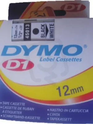 Kup Teď 45013 DYMO páska D1 plastová 12mm, černý tisk / bílý podklad, návin 7m S0720530