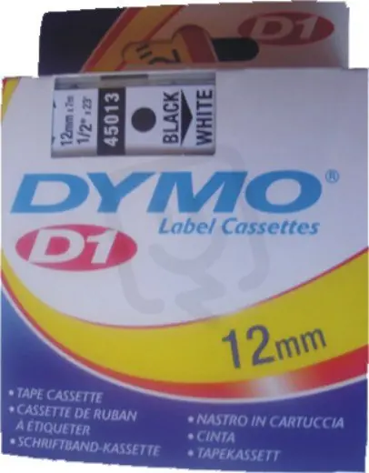 Kup Teď 45013 DYMO páska D1 plastová 12mm, černý tisk / bílý podklad, návin 7m S0720530