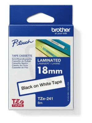Cenově Výhodný Páska BROTHER TZe-241, bílá/černá (18mm, laminované)
