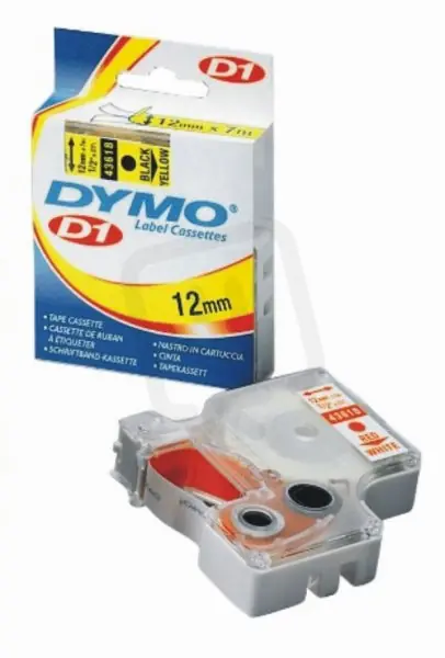 45018 DYMO páska D1 plastová 12mm černý tisk/žlutý podklad návin 7m S0720580 Expresní Doručení