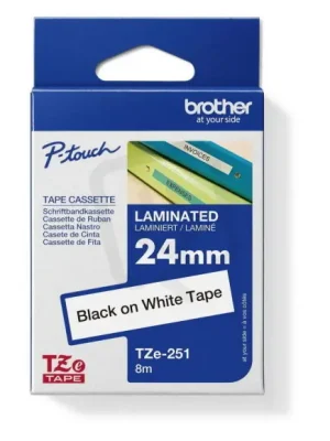 Páska BROTHER TZe-251, bílá/černá (24mm, laminované) Must-Have