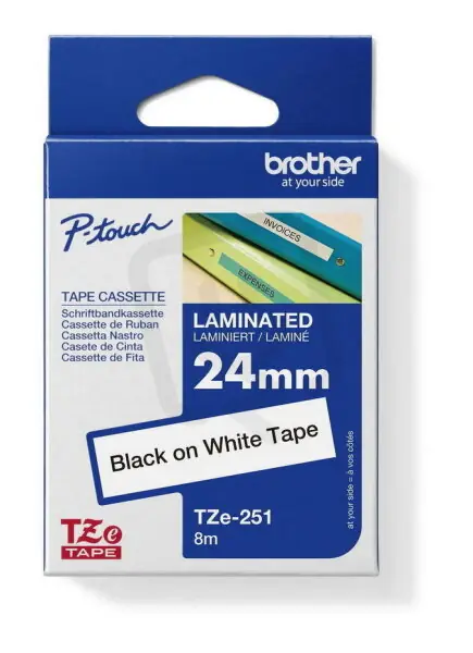 Páska BROTHER TZe-251, bílá/černá (24mm, laminované) Must-Have