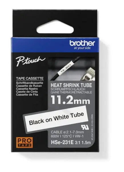 Pouze Dnes Bužírka BROTHER HSe-231E, bužírka bílá/černá (11, 2 mm)