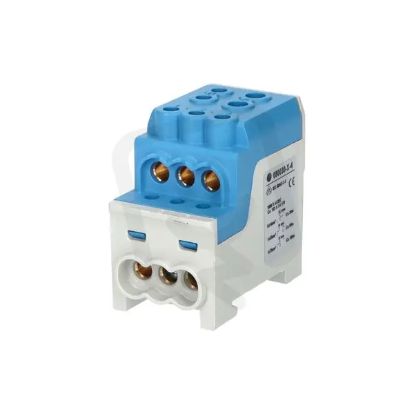 Blok pro rozdělení fází UVB 200 N 1pól. 200A 1000V modrý na DIN 1006065 Cenová Bomba