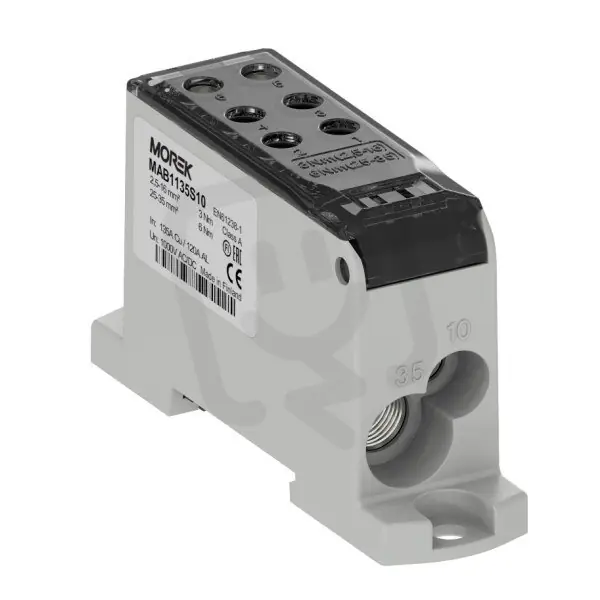 Ověřený Distribuční blok OJL 135A, vstup Al/Cu 1x10/1x35, výstup Cu 2x10/4x16mm2 šedý