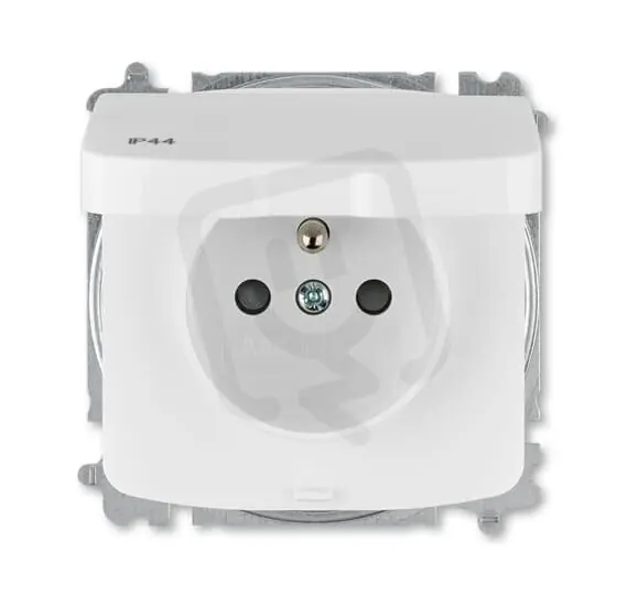 Zásuvka ABB TANGO s ochranným kolíkem, s clonkami IP44 bílá 6619A-A06997 B Značkový