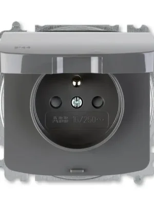 Zásuvka ABB TANGO s ochr. kolíkem, s clonkami IP44 kouřová šedá 6619A-A06997 S2 Aktuální
