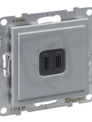 SUNO HLINÍK USB NABÍJEČKA DVOJITÁ TYP C+C LEGRAND 721331 Víkendová Akce