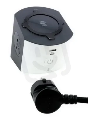 Ověřený ZÁSUVKOVÝ BLOK 2X2P+T/USB A+C S INDUKČNÍ NABÍJECÍ PLOCHOU, BÍLÁ/TMAVĚ ŠEDÁ