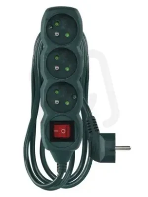 Sleva Prodlužovací kabel 2 m 3 zásuvky s vypínačem zelený 1mm2 EMOS P1312Z