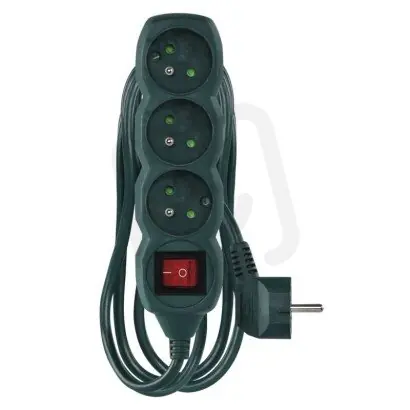 Sleva Prodlužovací kabel 2 m 3 zásuvky s vypínačem zelený 1mm2 EMOS P1312Z