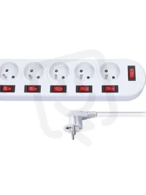 Vrácení Zdarma 5z prodlužovací přívod, 3m, 3 x 1mm2, bílý, 6x vypínač SOLIGHT PP144