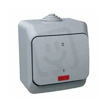 Akce Cedar Plus IP44 Spínač dvojpólový se signalizační kontrolkou ř.2Ss šedý