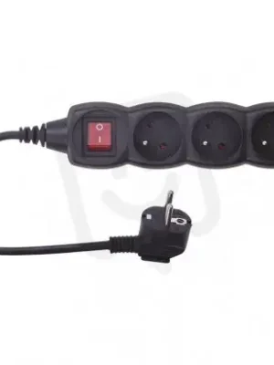 Prodlužovací kabel 5 m 3 zásuvky s vypínačem černý PVC 1mm2 EMOS PC1315 Akce