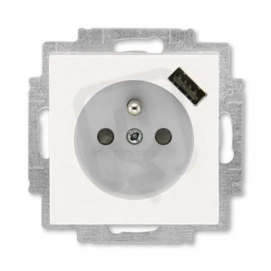 Sezónní Sleva Zásuvka s USB nabíjením 5569H-A02357 68 perleťová/ledová bílá Levit ABB