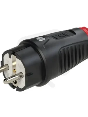 vidlice přímá guma/polyamid 16A/250V dvojí zemnící systém IP44 černá/červená Víkendová Akce