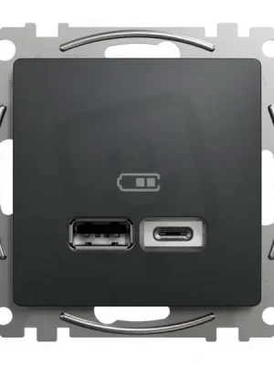 Poslední Šance Sedna D/E Dvojitá USB A+C nabíječka 2.4A, Antracit SCHNEIDER SDD114402