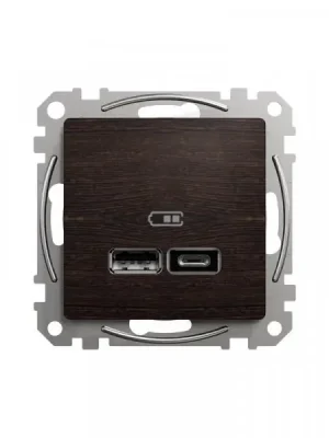 Sedna D/E Dvojitá USB A+C nabíječka 2.4A, Wenge SCHNEIDER SDD181402 Top Prodej