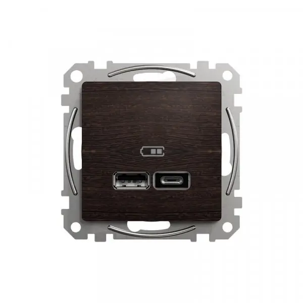 Sedna D/E Dvojitá USB A+C nabíječka 2.4A, Wenge SCHNEIDER SDD181402 Top Prodej