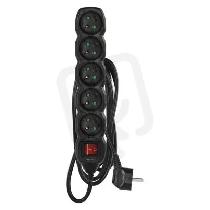 Prodlužovací kabel 3 m 5 zásuvek s vypínačem černý PVC 1,5mm2 EMOS PC1513R Speciální Cena
