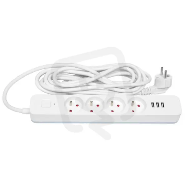 Super Cena Prodlužovací přívod 3x1,5mm2, 3m, 4zásuvky,3xUSB 2,4A s vyp. ECOLITE FU4-3