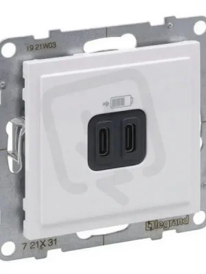 Super Cena SUNO BÍLÁ 2X NABÍJEČKA USB C+C LEGRAND 721131