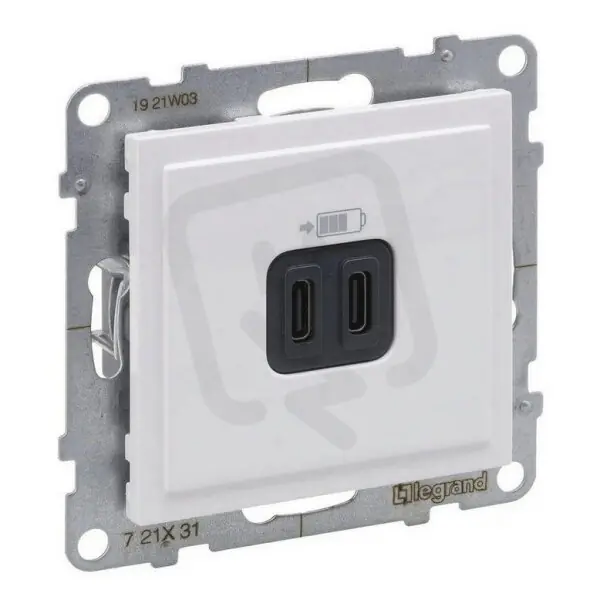 Super Cena SUNO BÍLÁ 2X NABÍJEČKA USB C+C LEGRAND 721131
