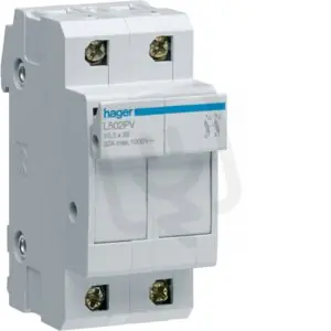 Odpojovač válcových pojistek velikosti 10x38 2-pól. do 32A/1000V DC HAGER L502PV Levný
