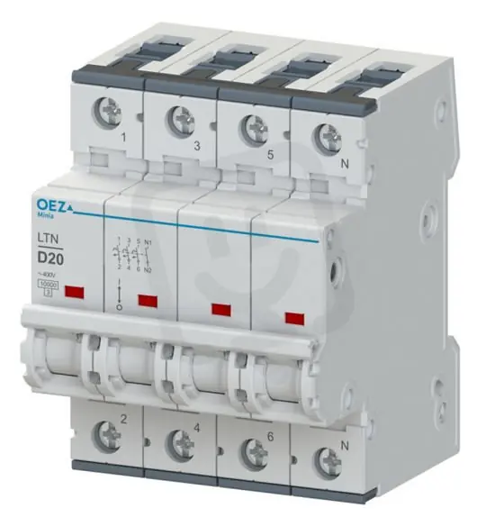 LTN-25B-3N Jistič In 25A,Ue AC 230/400V/DC 216V, ch.B, 3+N-pól, 10 kA OEZ 41821 Koupit Online