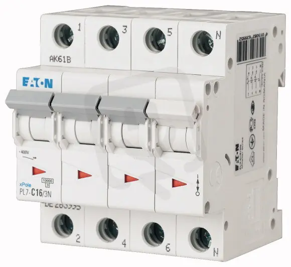 Jistič PL7-C4/3N, char C, 3+N-pólový, 10kA, 4A EATON 165274 Nízká Cena